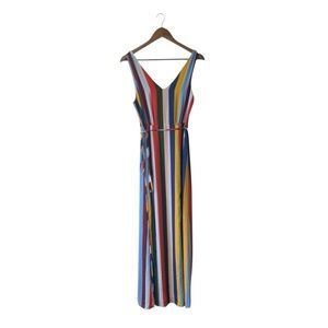 Belle Vere Striped Rainbow Maxi Dress Long Length Wedding Guest Colorful Fun XS
